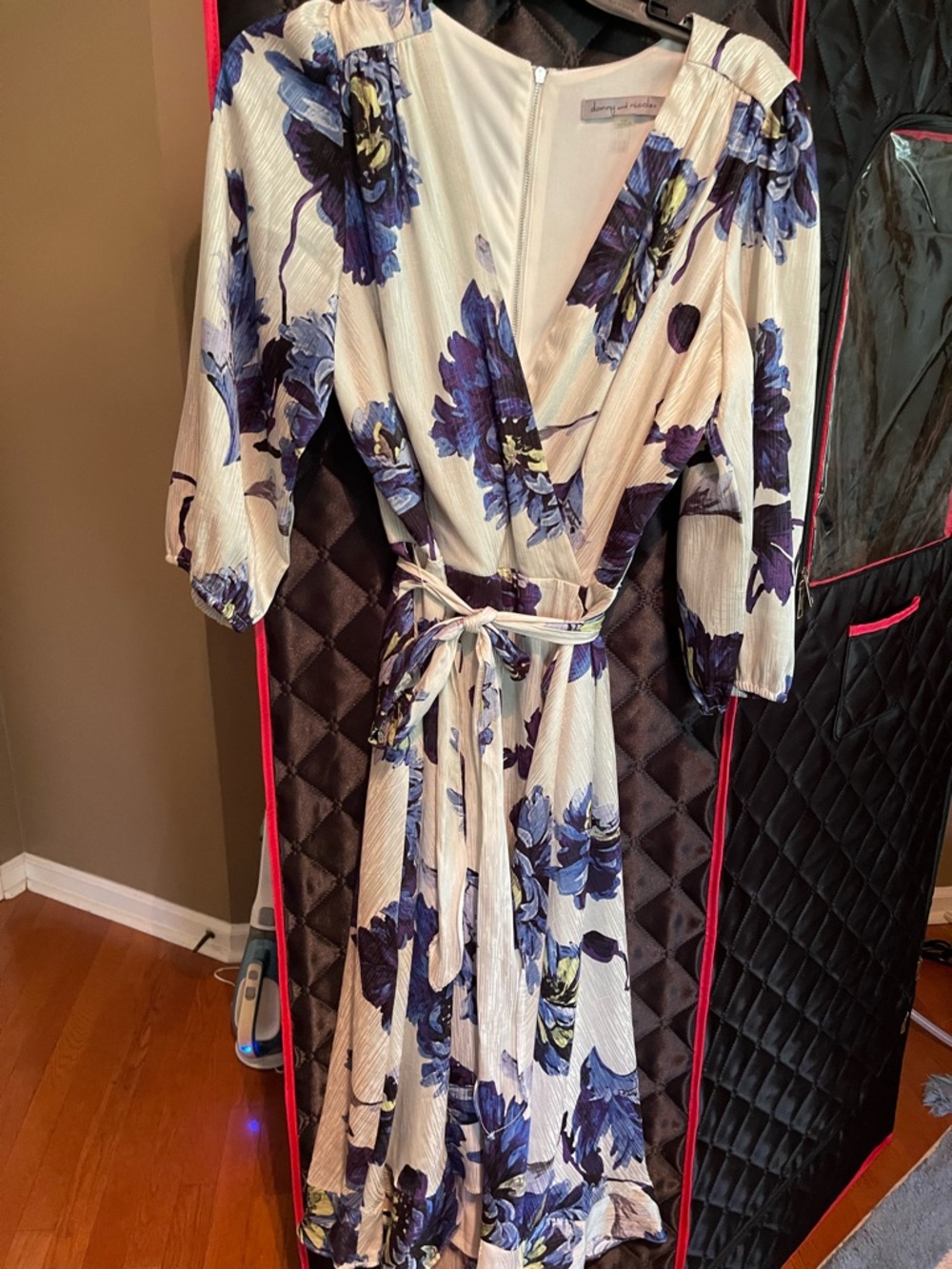 Danny & Nicole Cream Dress with Blue Floral Accents